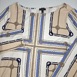 TALBOTS Women's Large 3/4 Sleeve Nautical Print Pullover Blouse -1684